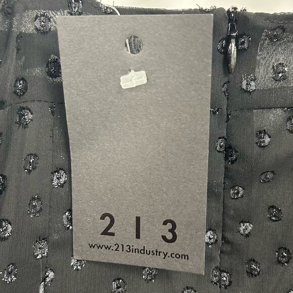 NWT 213 Industry Black Glitter Dot Mini Dress Medium - Picture 4 of 6